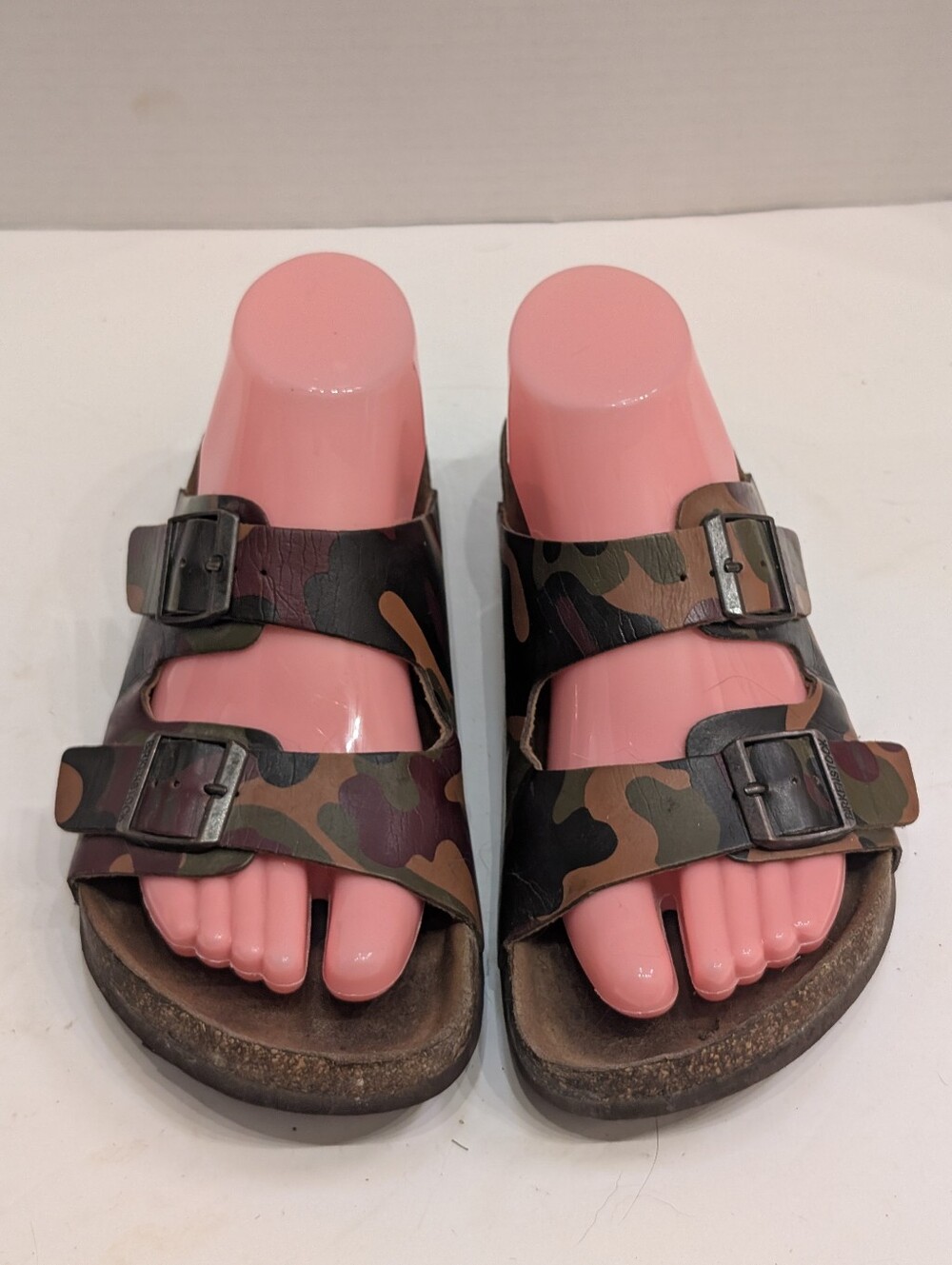 Birkenstock Women's 37/6 Arizona Sandals Green Brown Camo Double Strap